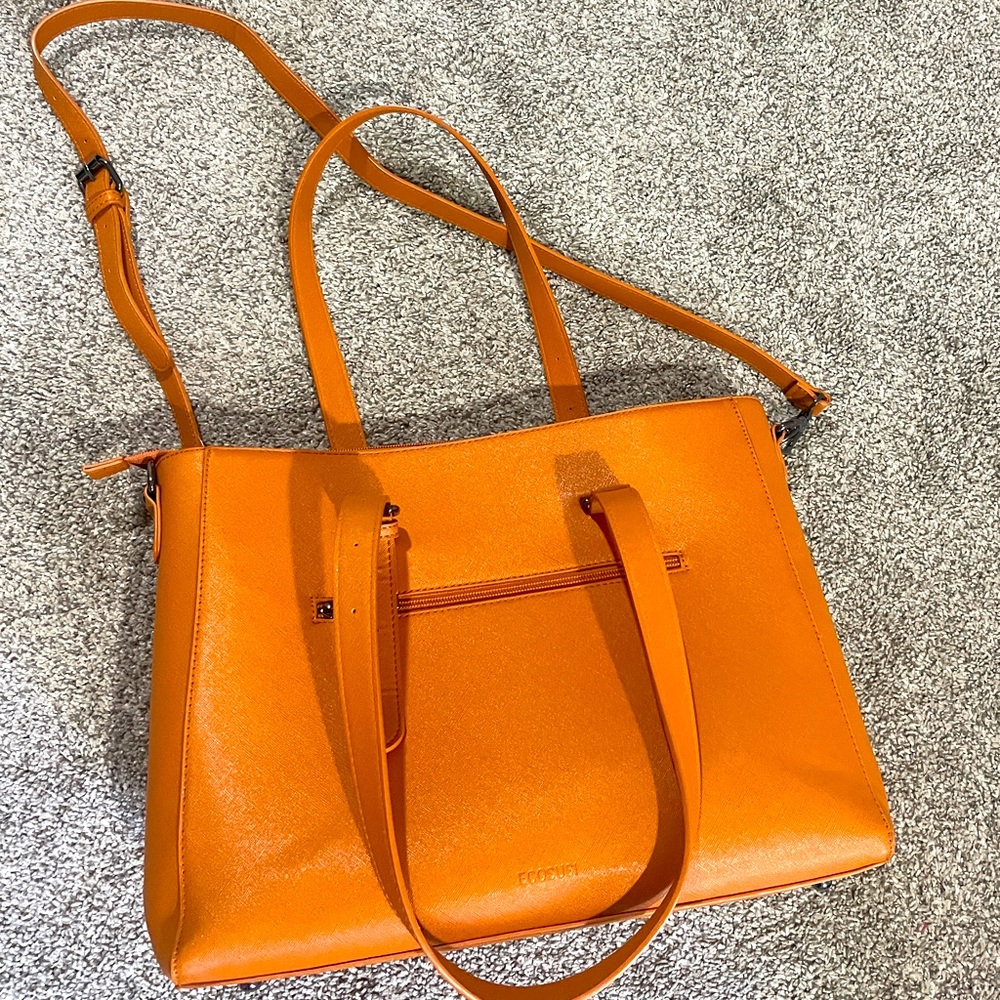 Brand is from Amazon, ecosusi laptop/work tote bag. Carmel color